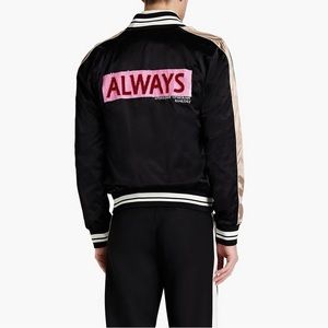 🆕 Authentic Men’s Valentino Garavani Black Embellished Satin Bomber Jacket